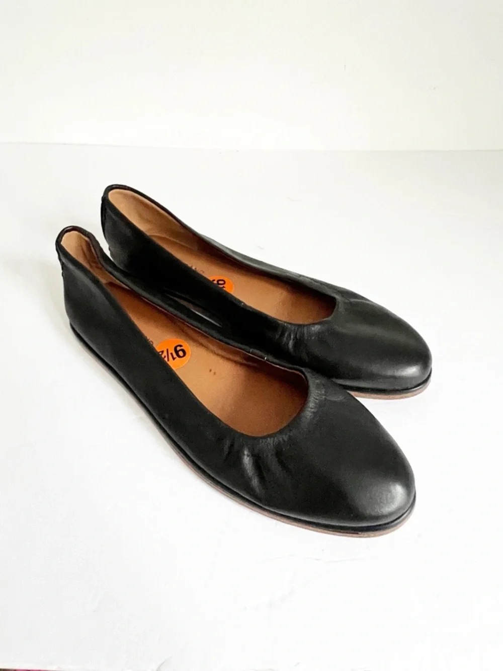 SZ 9.5 Lucky Brand Women's Black Leather Ballet Flats - Classic Slip-On